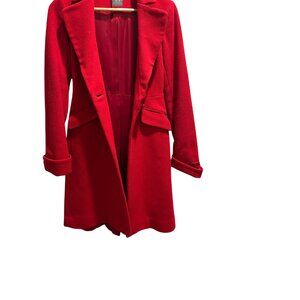 Armani Exchange Red Wool-Blend Long Coat - Size XS